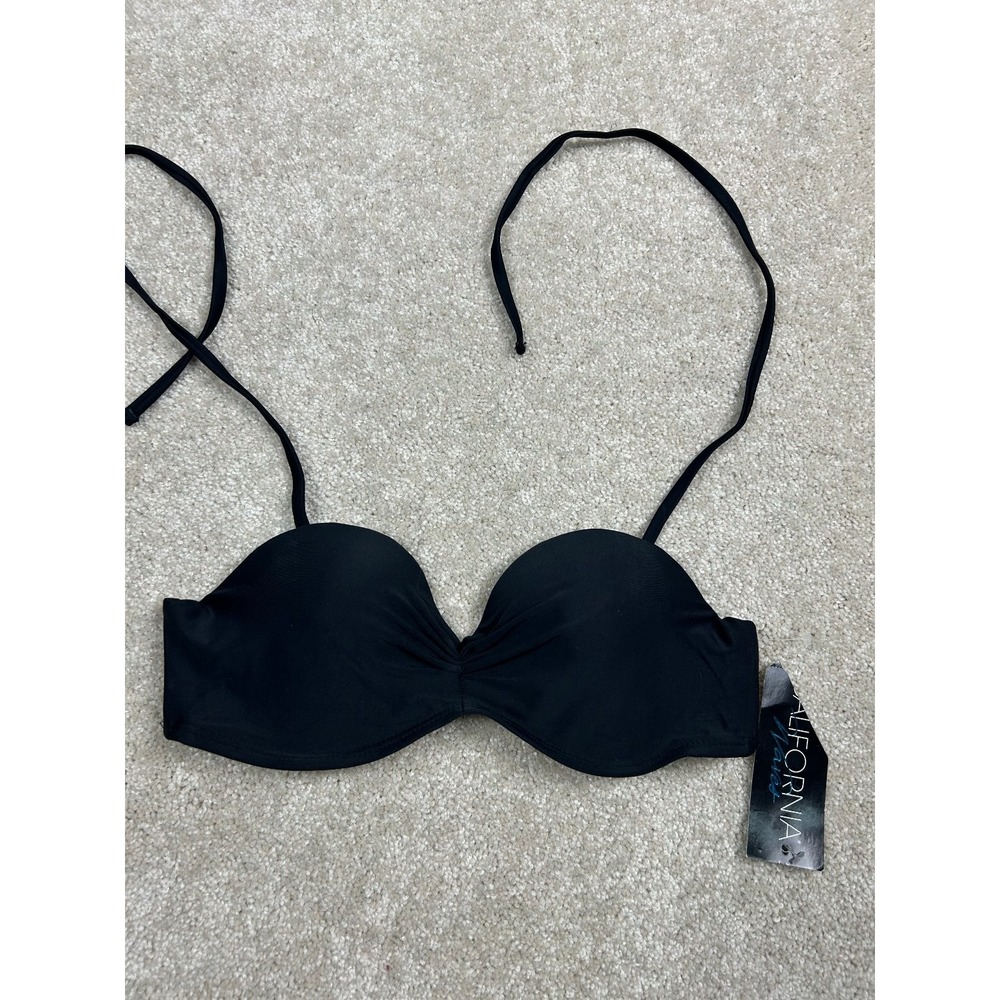 California Waves Women's Black XS Bandeau Padded Nylon Spandex Swimwear Top